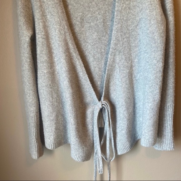 LOFT wool blend tie front oversized relaxed fit neutral cardigan - Picture 5 of 9